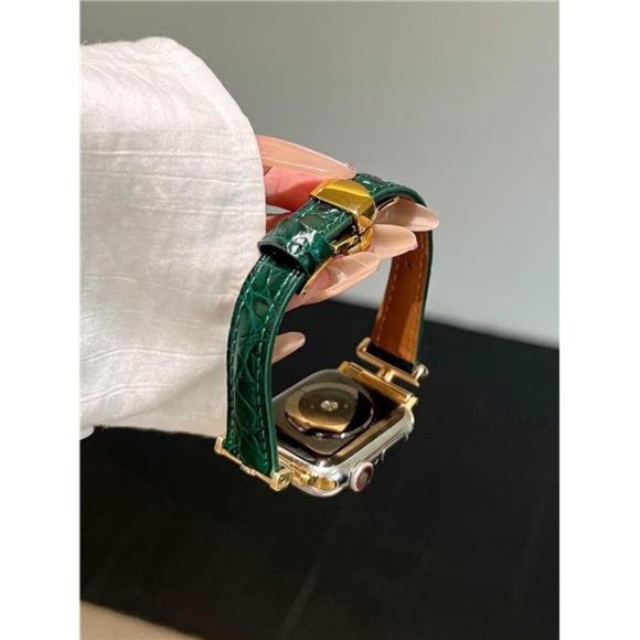 NEW Luxury Leather Green/Gold Apple Watch Band